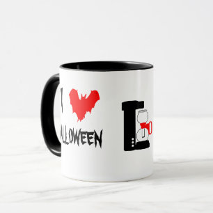 Ich Liebe Halloween und Black Coffee anpassbar Tasse