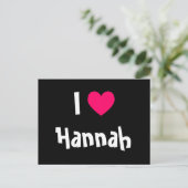 Ich liebe Hannah Postkarte (Stehend Vorderseite)