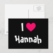 Ich liebe Hannah Postkarte (Vorne/Hinten)