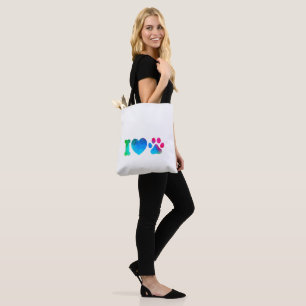 Ich liebe Haustiere Canvas-Tasche - Süße bunte Pfo Tasche