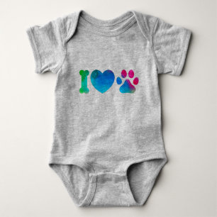 Ich liebe Haustiere Süße Baby-Body Colorful Pfoten Baby Strampler