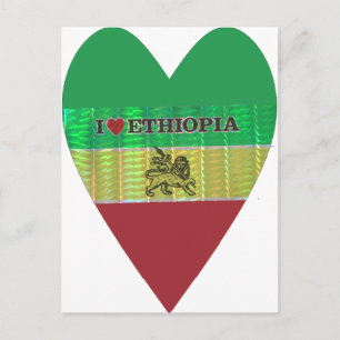 Ich liebe Heart Äthiopien: Flaggenkunst-Motiv Postkarte
