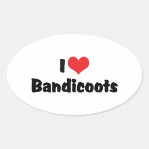 Ich liebe Heart Bandicoots Ovaler Aufkleber