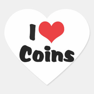 Ich liebe Heart Coins - Münzensammler Herz-Aufkleber