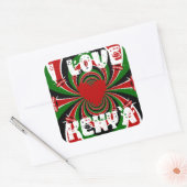 Ich liebe Heart Kenya: Dynamische Flaggen-Kunst Quadratischer Aufkleber (Umschlag)