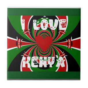 Ich liebe Heart Kenya: Dynamische Flaggenkunst Fliese