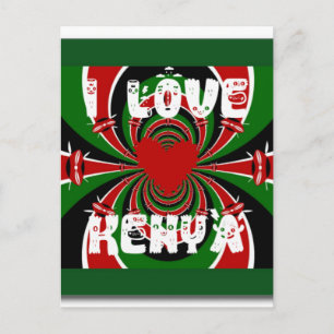 Ich liebe Heart Kenya: Dynamische Flaggenkunst Postkarte