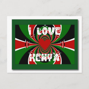 Ich liebe Heart Kenya: Dynamische Flaggenkunst Postkarte