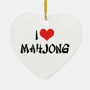 Ich liebe Heart Mahjong - Mah Jong Liebhaber Keramikornament