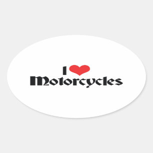 Ich liebe Heart Motorräder Ovaler Aufkleber