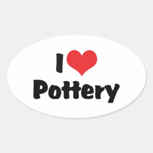 Ich liebe Heart Pottery - Tonliebhaber Ovaler Aufkleber