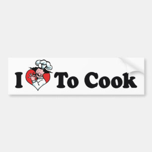 Ich liebe Heart To Cook - Chef Baker Kochliebhaber Autoaufkleber