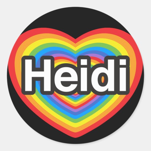 Ich Liebe Heidi. Ich Liebe dir Heidi. Herz Runder Aufkleber (Vorderseite)
