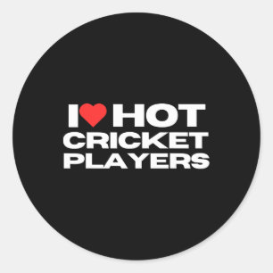 Ich liebe heiße Cricket-Spieler Lustige Sport-Mama Runder Aufkleber