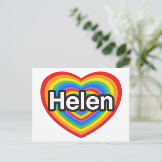Ich Liebe Helen. Ich Liebe dir Helen. Herz Postkarte (Stehend Vorderseite)