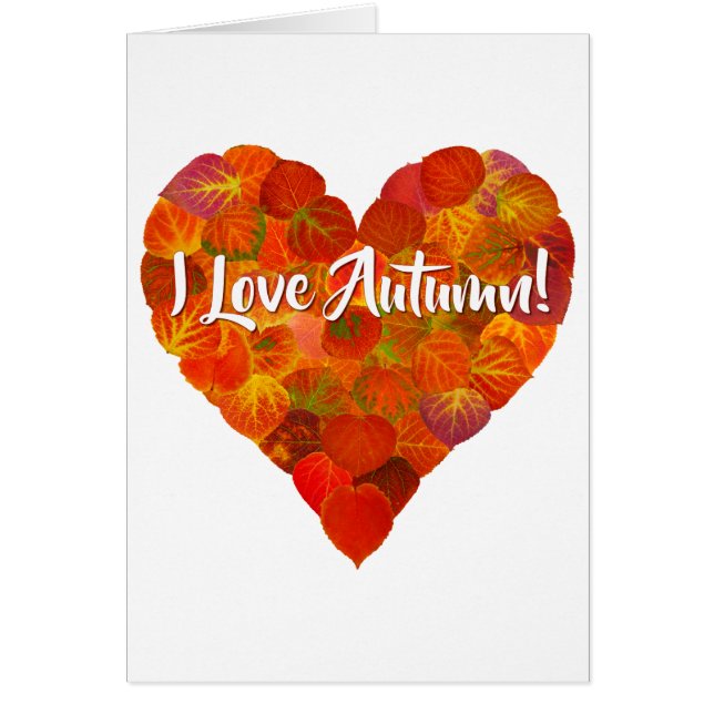 Ich Liebe Herbst!—Red Aspen Leaf Herz 1 (Vorne)