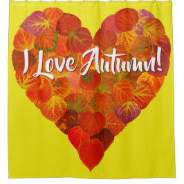 Ich Liebe Herbst!—Red Aspen Leaf Herz 1 Duschvorhang