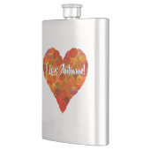 Ich Liebe Herbst!—Red Aspen Leaf Herz 1 Flachmann (Links)