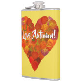 Ich Liebe Herbst!—Red Aspen Leaf Herz 1 Flachmann (Links)