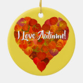 Ich Liebe Herbst!—Red Aspen Leaf Herz 1 Keramik Ornament (Hinten)