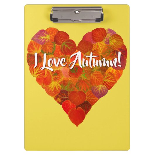 Ich Liebe Herbst!—Red Aspen Leaf Herz 1 Klemmbrett (Vorderseite)
