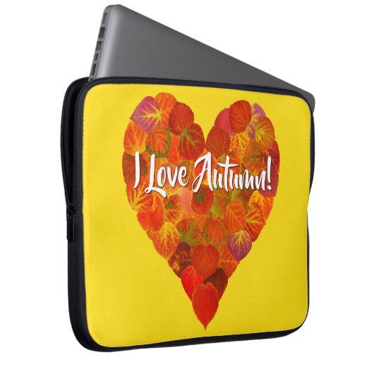 Ich Liebe Herbst!—Red Aspen Leaf Herz 1 Laptopschutzhülle (Vorne Rechts)