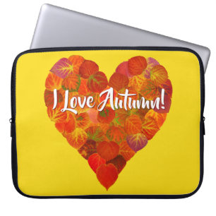 Ich Liebe Herbst!—Red Aspen Leaf Herz 1 Laptopschutzhülle
