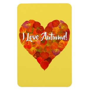 Ich Liebe Herbst!—Red Aspen Leaf Herz 1 Magnet