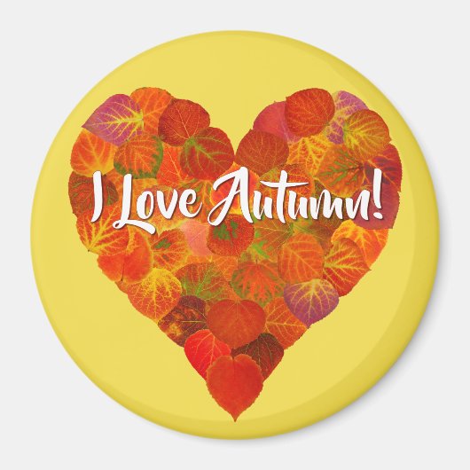 Ich Liebe Herbst!—Red Aspen Leaf Herz 1 Magnet (Vorne)