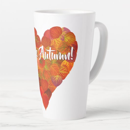 Ich Liebe Herbst!—Red Aspen Leaf Herz 1 Milchtasse (Rechte Ecke)