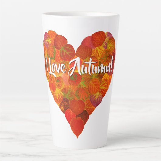 Ich Liebe Herbst!—Red Aspen Leaf Herz 1 Milchtasse (Vorderseite)