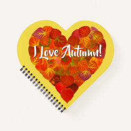 Ich Liebe Herbst!—Red Aspen Leaf Herz 1 Notizblock