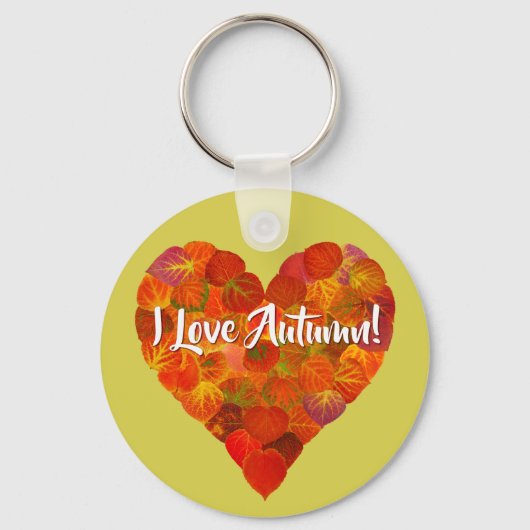 Ich Liebe Herbst!—Red Aspen Leaf Herz 1 Schlüsselanhänger (Vorderseite)