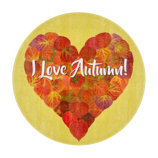 Ich Liebe Herbst!—Red Aspen Leaf Herz 1 Schneidebrett (Vorderseite)