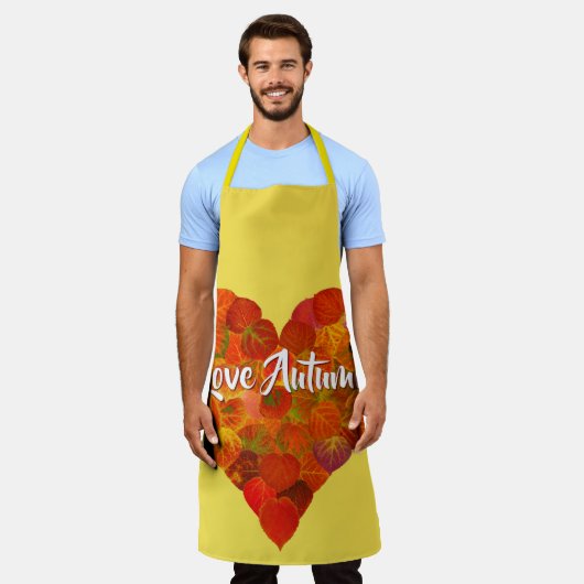 Ich Liebe Herbst!—Red Aspen Leaf Herz 1 Schürze (Getragen)
