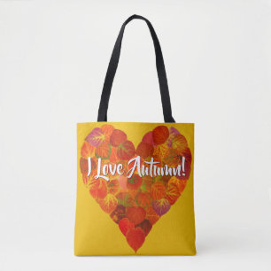 Ich Liebe Herbst!—Red Aspen Leaf Herz 1 Tasche