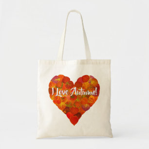 Ich Liebe Herbst!—Red Aspen Leaf Herz 1 Tragetasche