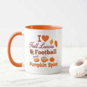 Ich Liebe Herbstlaub Fußball und Kürbisgewürz. Tasse