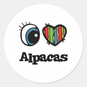 Ich liebe (Herz) Alpakas Runder Aufkleber
