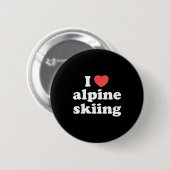 Ich liebe Herz-Alpin-Skiing Button (Vorne & Hinten)