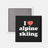 Ich liebe Herz-Alpin-Skiing Magnet (Vorderseite/Rückseite)
