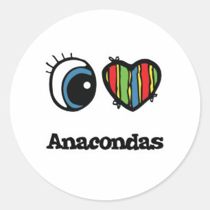 Ich liebe (Herz) Anakondas Runder Aufkleber