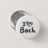 Ich liebe Herz Bach Klassische Musik Schwarzer Tex Button (Vorne & Hinten)