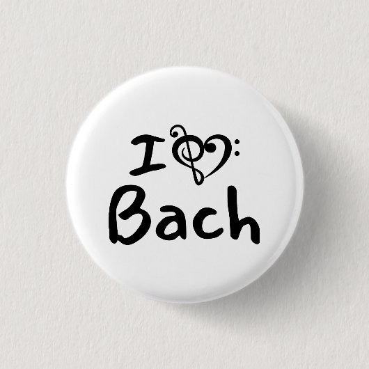 Ich liebe Herz Bach Klassische Musik Schwarzer Tex Button (Vorderseite)