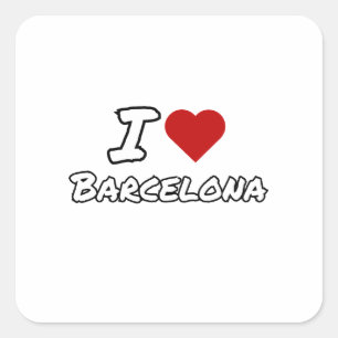 Ich liebe Herz Barcelona Stadt Quadratischer Aufkleber