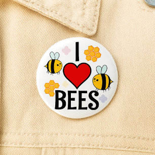 Ich Liebe, Herz, Bienen Button