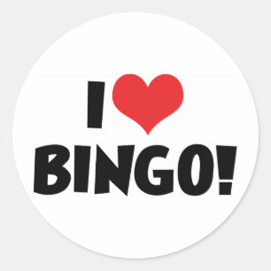 Ich liebe Herz Bingo! - Bingo Liebhaber Runder Aufkleber