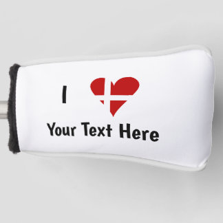 Ich liebe (Herz Dänische Flagge) Personalisierter Golf Headcover