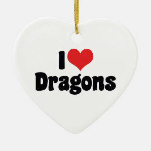 Ich liebe Herz-Drachen Keramik Ornament