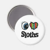 Ich liebe (Herz) Faultiere Magnet (Vorderseite/Rückseite)